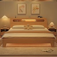 Lit double en bois massif de style chinois contemporain de haute qualité, robuste et durable avec un entretien simple-pour les chambres à coucher