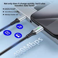 Cable de Carga Rápida Tipo-C a C de 240W 6A, Alta Corriente, con Trenzado de Nailon, Indicador LED, Sincronización de Datos para Teléfono y Portátil, Negro