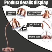 Lampe chauffante infrarouge de qualité pour hôtels, chauffe-plats de buffet, lampe chauffante à tête unique couleur or rose