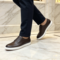 Baskets décontractées pour homme en cuir de vachette, confort toute la journée, style habillé moderne pour le bureau et la marche