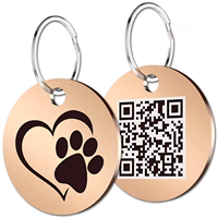 Wowei Logotipo personalizado Metal Acero inoxidable Código QR en blanco Etiquetas para gatos Etiquetas de identificación para perros y Mascotas