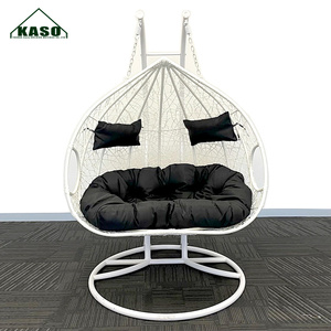 Chaise longue moderne en rotin, aluminium, plastique français, forme d'œuf noir, balançoire de jardin, patio, forme en D - Product Image 4