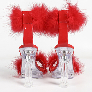 Sandalias de Tacón Alto de 12 cm para Mujer, Transparentes, con Tacón Grueso, <span class=keywords><strong>Zapatos</strong></span> de Pole Dance para Chicas, Fiesta, Club, Sandalias de Tacón para Mujer - Product Image 4