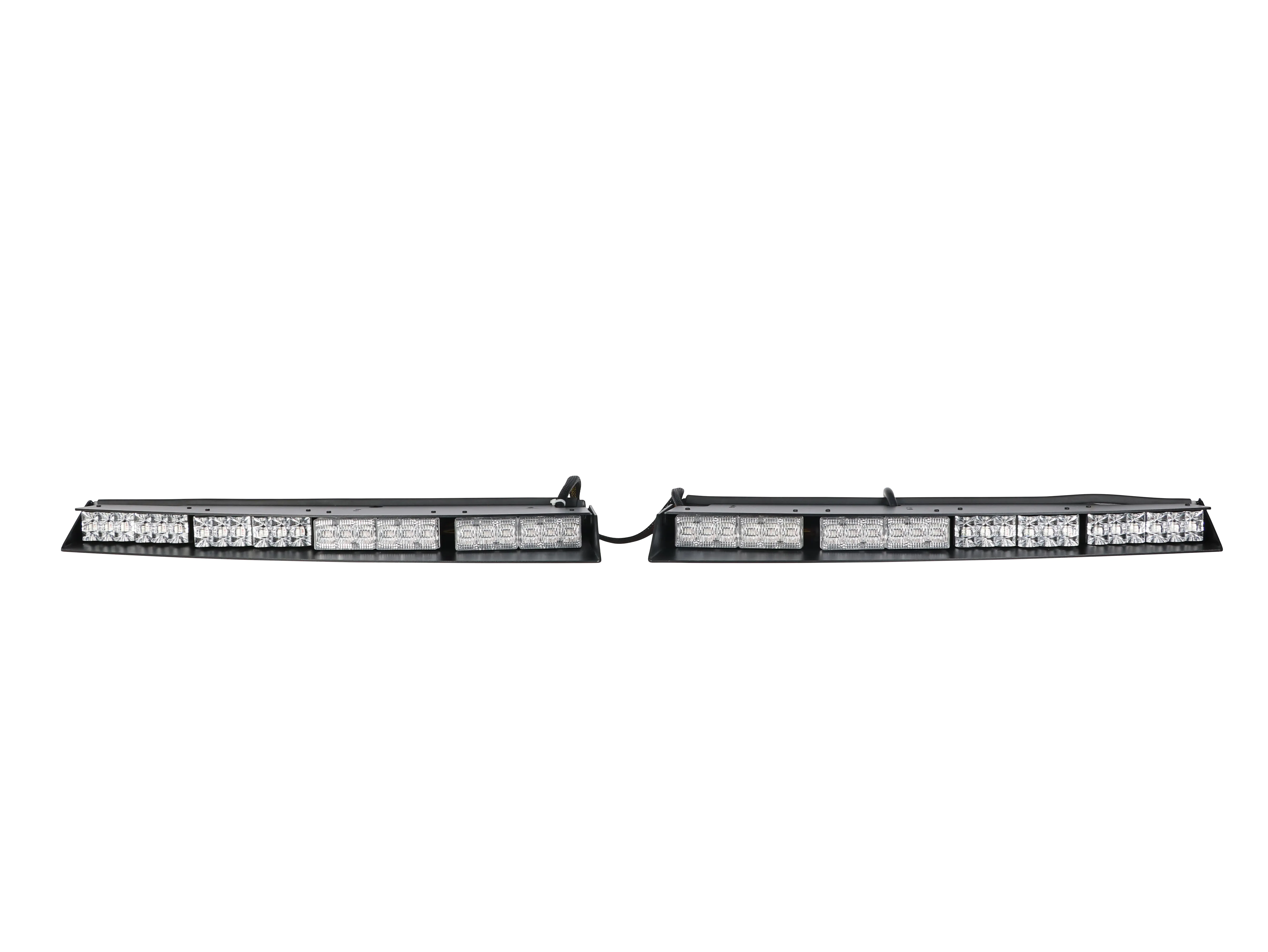 Barra de luces de visera 2-15 LED, 81 patrones de Flash, montaje dividido en el parabrisas Interior, barra de luz estroboscópica de advertencia de emergencia