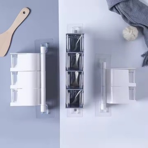 Vente en gros de boîte d'assaisonnement murale en plastique ensemble de rangement pour cuillères boîte à épices organisateur d'outils de rangement pour la cuisine rotatif multicouche - Product Image 2
