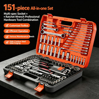 Jeu de clés à cliquet en acier Cr-V forgé avec précision, 1/2 3/8 pouce, 72 dents, couple élevé, 53-216 pièces, kit d'outils pour réparation automobile