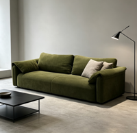 Modernes Stoffsofa Einzel- oder Zweisitzer für Apartment-Wohnzimmer Couch Bequemer Olivgrüner Stoff