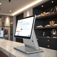 Dernier terminal de point de vente tout-en-un Win 15.6 10/11 ''Machine de point de vente Kiosques de paiement à double écran Terminal de paiement du système de caisse enregistreuse NFC