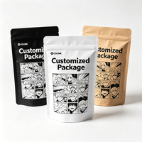 Sachet refermable personnalisé en papier kraft CMYK avec fermeture éclair, résistant à l'humidité, pour emballage alimentaire de café, thé, snacks et noix