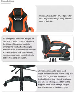 Fauteuil <span class=keywords><strong>Gamer</strong></span> <span class=keywords><strong>Personnalisé</strong></span> en Gros avec Repose-Pieds, Siège Ergonomique Moderne en Cuir Synthétique, Base Cinq Étoiles Pivotante et Réglable en Hauteur - Product Image 5