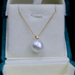 Sang Trọng Baroque Úc Ngọc Trai Mặt Dây Chuyền Vòng Cổ Cho Phụ Nữ Retro Không Thường Xuyên Tự Nhiên Nam Biển Trắng Ngọc Trai 18K Vàng Vàng Đám Cưới - Product Image 2