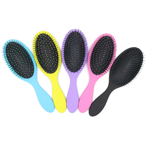 Hot Sale Rubber Handle Plastic Cushion Detangling Wet Detangler Paddle Hair Brush Nylon Boar Bristles Hair Massage Brush