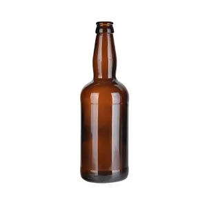 600ml amber glass bottle for beer upc support oem customized hot stamping beverage crown cap