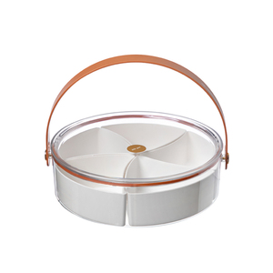 Wholesale large round transparent portable candy box snack fruit storage box with 5 small plates