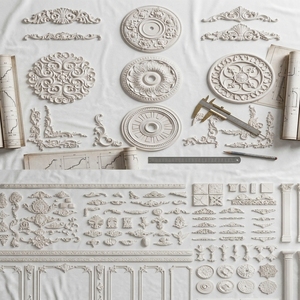Delicada frisa GRG con banda continua de corona de laurel que rodea la habitación con un significado simbólico de victoria y elegancia. Columna romana clásica. - Product Image 1