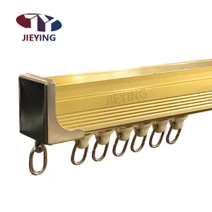 Jieying factory price gold aluminum curtain rod Poles customizable color and size curtain rail Ceiling curtain track