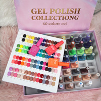 Collection de vernis à ongles en gel en gros, 60 couleurs, un flacon par couleur, nuances vives pour les nouveaux apprenants, petit lot, OEM ODM personnalisé disponible