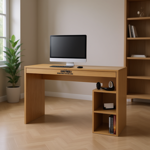 Natural Oak Computer Desk With <b>Open</b> <b>Storage</b> Melamine Surface Home Office Furniture - Product Image 2