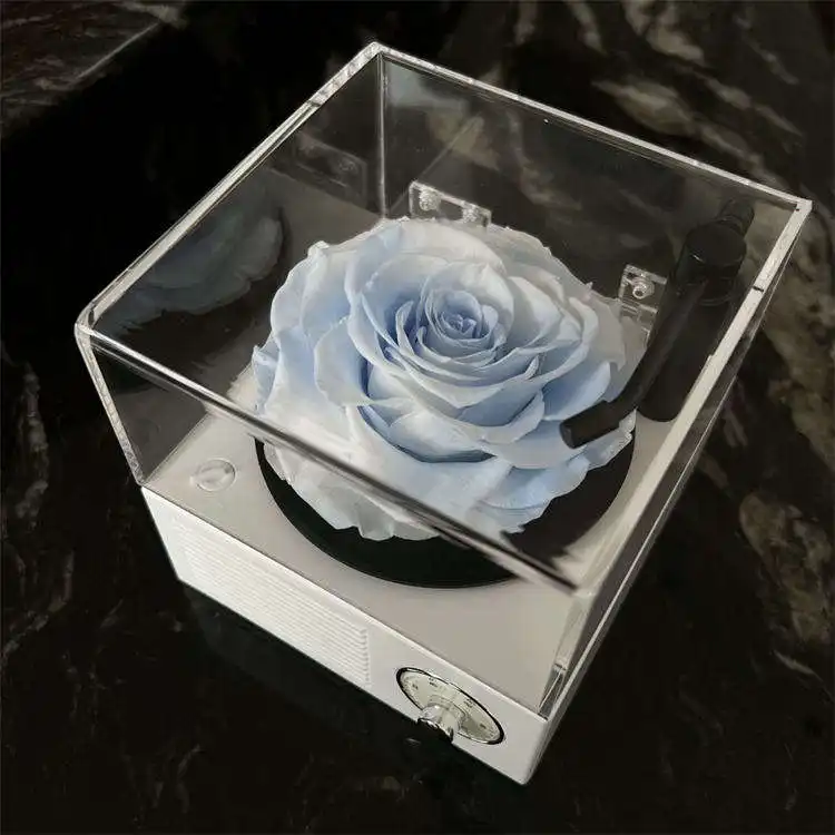 กล่องของขวัญอะคริลิคเก็บรูปดอกกุหลาบอมตะกล่องของขวัญอะคริลิคพร้อมบัตรชาร์จสายสัญญาณเสียงแบบ TF