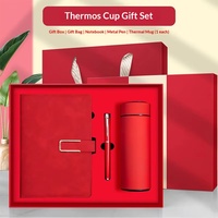 Carnet de notes promotionnel A5 en cuir PU avec stylo, gobelet isotherme, reliure cousue, 100 feuilles, logo personnalisé, coffret cadeau