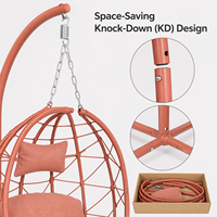 Fauteuil suspendu en rotin pour balcon avec support, robuste, capacité de charge de 330 lb, résistant aux intempéries, en osier, conforme à la norme EN 16139