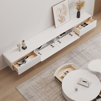 Table basse ronde de salon au design artistique de luxe, ensemble table basse et meuble TV en bois simple pour appartement moderne
