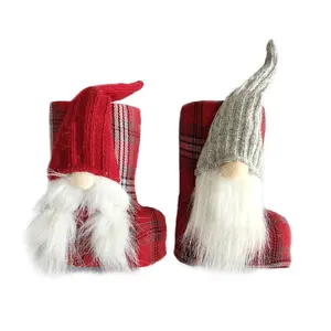 factory gnome for christmas red santa shoes gnome santa christmas decoration fabric santa gnome candy boot