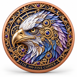 Moneda de cobre puro 999 de 1 oz, diseño Águila Biónica, con alto relieve 3D, acabado UV tipo Proof, Cybernetic Sky Lord, Colección de Artesanía Metálica Artística - Product Image 1