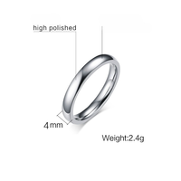 Bague en acier inoxydable 4 mm, poli miroir, minimaliste, lisse, pour mariage, en stock, vente en gros de bijoux