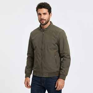 Chaqueta Bomber de Manga Larga con Cierre de Cremallera, Cuello Alto, Color Sólido, Resistente al Viento, Tejido de Poliéster, Chaqueta de Otoño para Hombre - Product Image 1