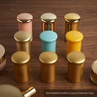 Capuchon à vis en plastique cylindrique mat électroplaqué argenté, avec trou supérieur petit, pour vernis à ongles et cosmétiques, assorti