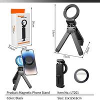 Support de téléphone portable magnétique portable pour avion, support de téléphone trépied magnétique avec pince de fixation pour tous les téléphones