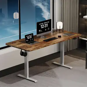 مكتب بتصميم عصري مريح للعمل كمبيوتر بحامل ومقعد من طاولة مع محرك فردي مكتب كهربائي قابل للقياس والارتفاع