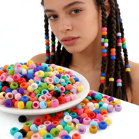 Kit de perles capillaires en silicone colorées en gros pour usine, 6*8.9mm, ouverture 5mm, accessoires de tressage personnalisables pour extensions de cheveux