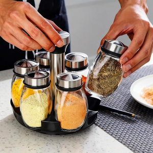Juego de Botellas de Metal para Condimentos con Base Giratoria, Organizador de Especias para Cocina, Venta al Por Mayor - Product Image 3