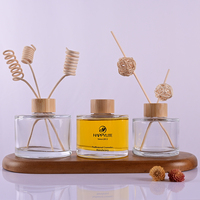 Vente en gros de flacons de parfum ronds en verre avec bouchon à vis en bois, emballage pour diffuseur d'aromathérapie, conteneur de 50 ml