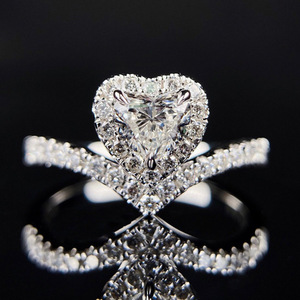Anello a Cuore con Zirconi per Donne, Regolabile, Elegante, per Proposta di Matrimonio, Gioiello di Moda - Product Image 1