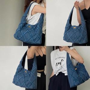Sac fourre-tout en jean pour femme, sac à main bandoulière décontracté de haute qualité, design tendance pour femme - Product Image 6