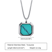 Dainty Collier Acier Inoxydable Émail Pendentif Carré Émail Noir Charmes Shell Turquoise Oeil de Tigre Pierre Pendentif pour Hommes