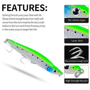 Señuelos Láser al por Mayor, 10 cm/15 g, Sumergibles, Tipo Lápiz, No. Señuelo de Pesca de <span class=keywords><strong>Tres</strong></span> Piezas, Material ABS, Equipo de Pesca en Río - Product Image 4