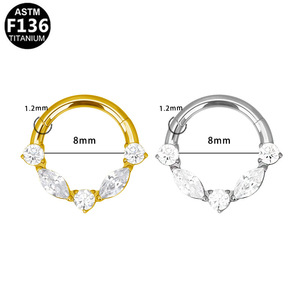 Anneau de nez en titane en forme de cœur avec zircone sertie pour piercing, bijoux unisexe, mode soirée - Product Image 5