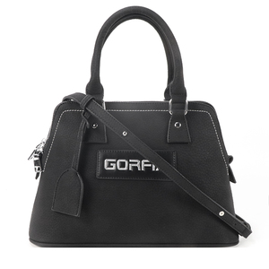 Custom Black PU Leather Women's Original Brand <b>Handbag</b> with Detachable Shoulder Strap and Zipper Design - Product Image 1