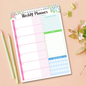 Standwide xách tay A5 mini hàng tuần kế hoạch đôi CuộN hàng ngày Tiếng Anh máy tính xách tay xoắn ốc ràng buộc lịch Chỉ số notepad bìa giấy - Product Image 1