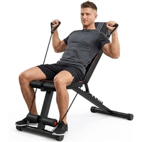 Banc de musculation réglable Fitness Essential, banc multifonction pliable à 7 niveaux avec bandes de résistance pour les amateurs de gym débutants