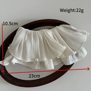 Pince à cheveux en maille plissée double couche avec perles, style Princesse Française - Product Image 3