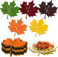 10 pièces antidérapant résistant à la chaleur Cutwork Thanksgiving récolte feuille d'érable en forme de feutre napperons pour l'automne automne décoration de la maison