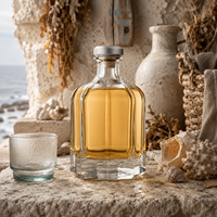 Bouteille en verre de petite capacité de 450 ml, bouteille en verre octogonale à facettes verticales pour spiritueux et diffuseur, logo personnalisable