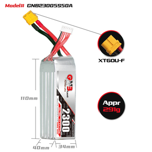 Batterie LiPo GNB GAONENG 5S 2300mAh 18.5V 50C 100C XT60 RC rechargeable pour drone <span class=keywords><strong>EDF</strong></span> Jet avec décollage/atterrissage à une touche - Product Image 3