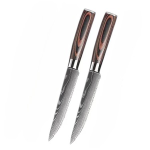 Bộ 6 miếng Damascus khuôn mẫu thép không gỉ răng cưa bít tết dao với tay cầm bằng gỗ - Product Image 4