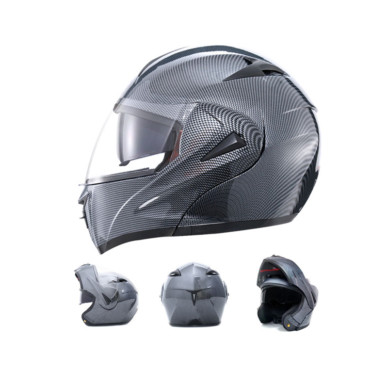 Özelleştirilmiş renk beyaz kırmızı turuncu serin karbon fiber moto biker tam yüz motosiklet kask